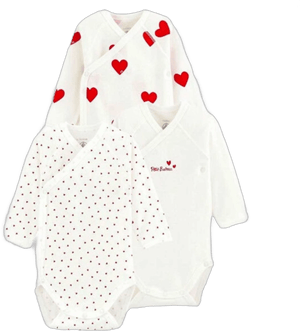 Petit Bateau Baby Girl's Heart Print Long-Sleeve Bodysuit Set