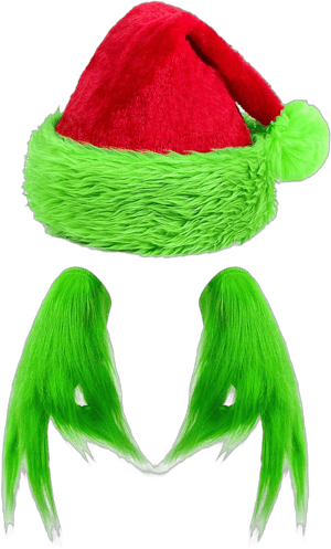 Hikkcos Green Gloves Adult and Christmas Santa Hat Green Furry Gloves Halloween