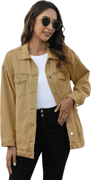 Omoone Women's Oversized Mid Long Denim Jacket