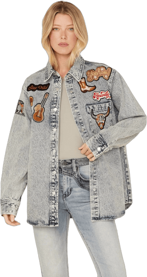 Blue B Denim Patches Jacket