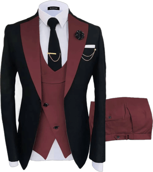 Wangyue Men's Slim Fit Double Breasted Tuxedo Suit