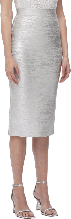 Herve Leger Women's Elena Metallic Pencil Skirt