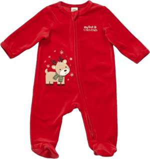 Little Me Reindeer Velour Footie Pajamas