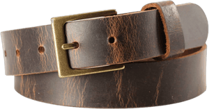 Full Grain Genuine Buffalo Leather Dress Belt with Antique Brass Buckle