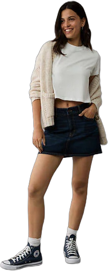 Ae Stretch High-Waisted Denim Mini Skirt