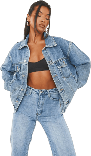 Women's PRETTYLITTLETHING Vintage Wash Oversized Boyfriend Denim Jacket