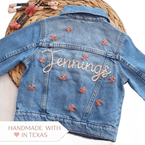 Denim Jacket Toddler Girl Jacket for Wedding Flower Girl Baby Name Jacket Flower