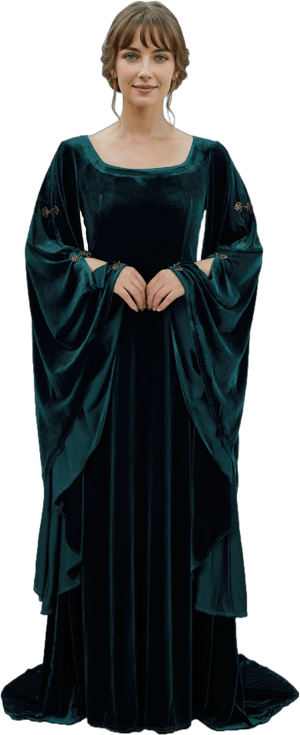 Retro Velvet Renaissance Dress with Wide Sleeves