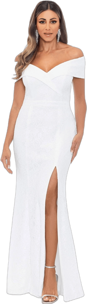 Xscape Women's Off-The-Shoulder Lace Maxi Dress