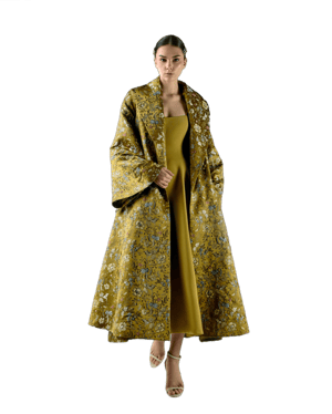 Embroidered Brocade Long Jacket