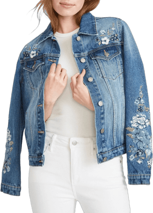 Driftwood x Bluebell Fleur Embroidered Point Collar Long Sleeve Denim Jacket