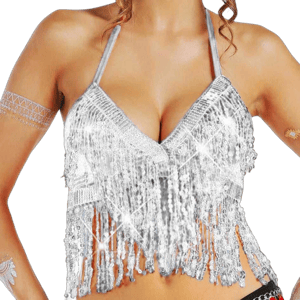 Women's Sparkly Sequin Fringe Bra Top