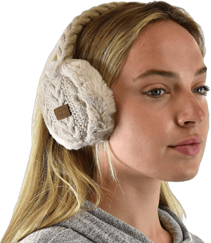 Burcoo Soft Winter Warm Adjustable Headband Ear Warmer Earmuffs Beige