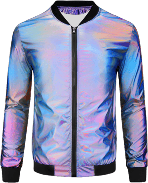 Lars Amadeus Men's Holographic Baseball Jacket