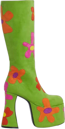 Current Mood Retro Party Platform Boots - GREEN / US 11