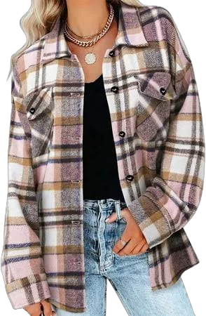 Women's Oversized Flannel Plaid Jacket