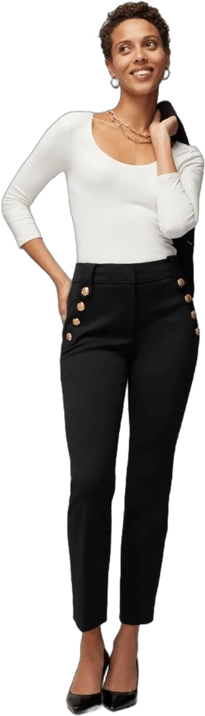 White House Black Market Women's Jolie Button Straight Luxe Stretch Pants