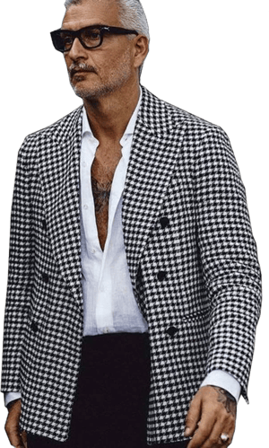 Men's Houndstooth Double Breasted Blazer