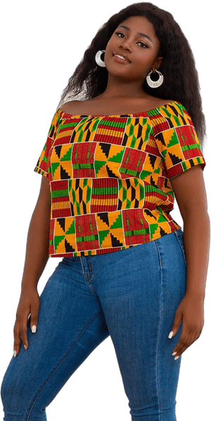 SHENBOLEN Women's African Kente Print Blouse