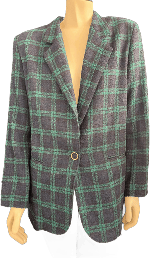 Vintage Plaid Wool Blazer