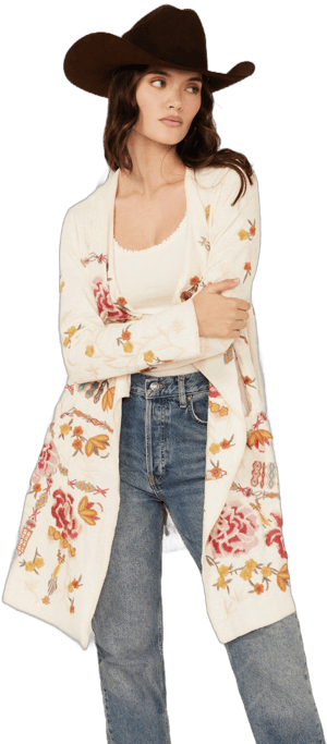 Johnny Was Women's Floral Embroidered Cardigan