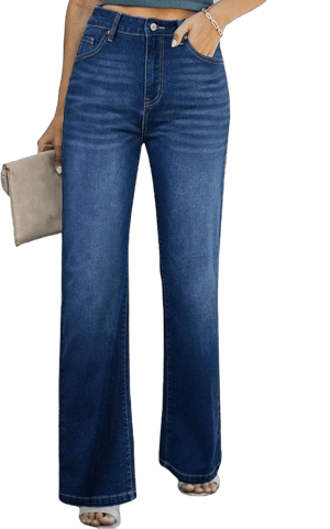 Sidefeel Women's Casual High-Waisted Wide Leg Jeans with Pockets