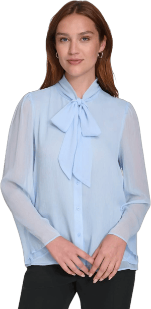 Calvin Klein Women's Tie-Neck Long Sleeve Chiffon Blouse