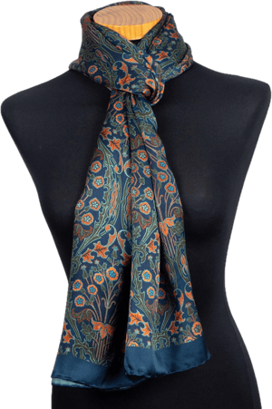 Hand Hemmed Floral Silk Scarf