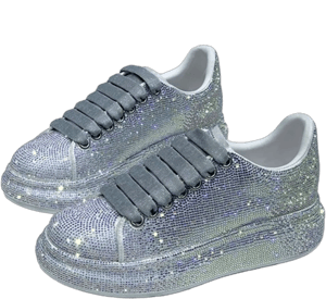 Julymen's Women's Platform Lace-Up Sneakers with Glitter Rhinestones