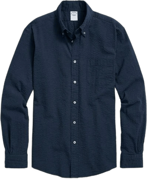 Brooks Brothers Men's Washed Cotton Seersucker Button-Down Collar Sport Shirt