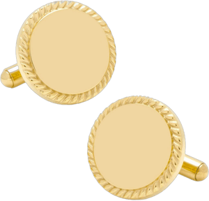 14K Gold Plated Rope Border Engravable Cufflinks