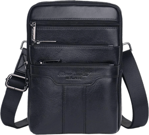 Hebetag Leather Shoulder Bag Messenger Pack for Men Women Travel Business Crossbody Pouch Phone Wallet Sling