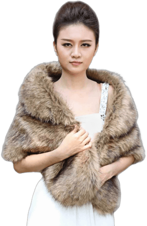 Aukmla Women's Rhinestone Fur Wrap