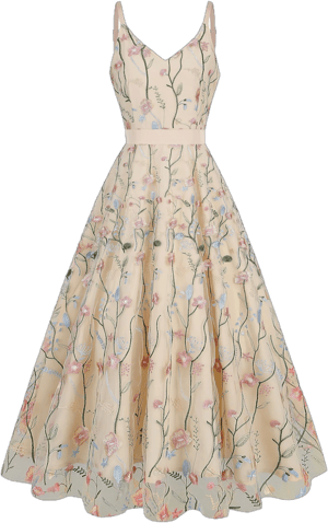 Women's Floral Embroidered Tulle Maxi Dress with Spaghetti Straps