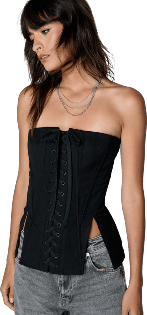 Nasty Gal Womens Boned Lace Front Corset Top