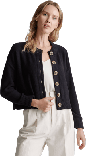 Quince Women's Cropped Organic Cotton Cardigan