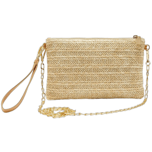 Straw Crossbody Bag with Strap