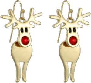 Holiday Time Women's Reindeer Head Earrings