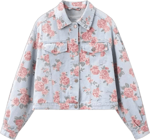 Ladies Floral Short Denim Jacket