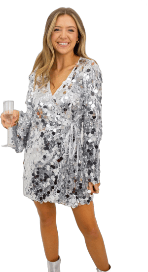 Moda Boutique Sequin Paillette Wrap Dress