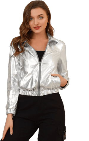 Holographic Long Sleeve Metallic Jacket