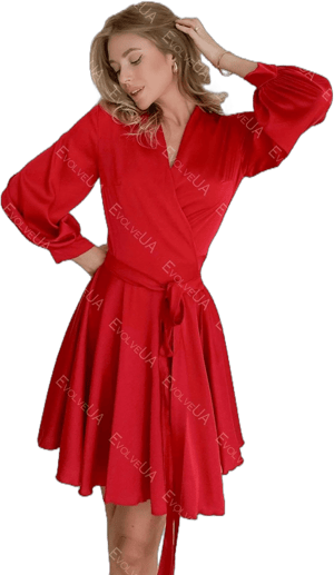 Silk Wrap Mini Dress with Long Sleeves