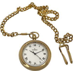 Peugeot Men's 14K Gold Plated Pocket Watch with Chain