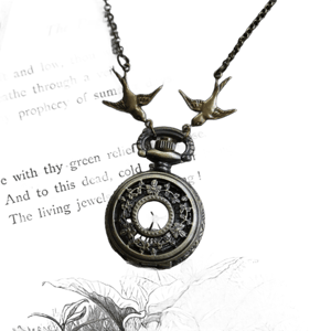 Vintage Brass Pocket Watch Necklace