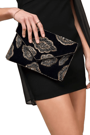 Lulus Velvet Beaded Sequin Clutch