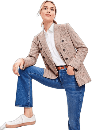 Loft Women's Plaid Double Breasted Blazer