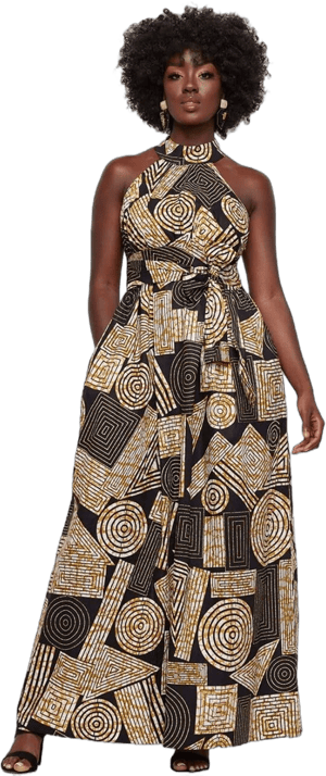 D'iyanu Women's African Print Halter Maxi Dress