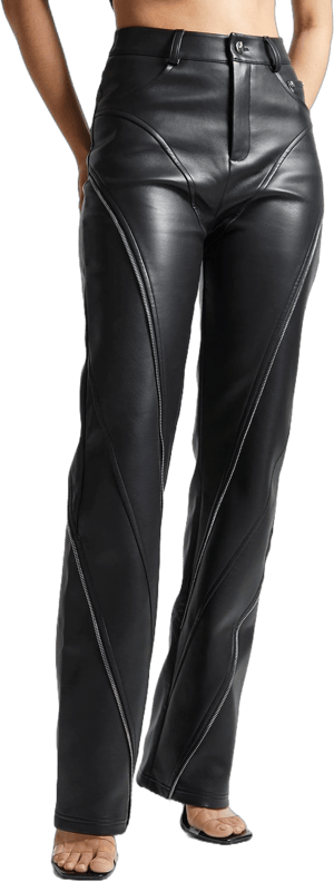 Manière De Voir Women's Leather Biker Trousers with Zip