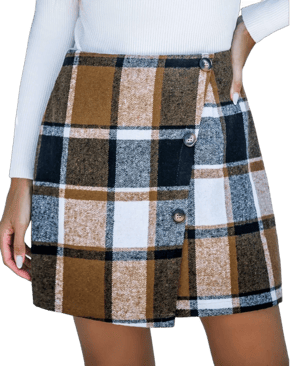 Cupshe Women's Plaid Faux Wrap Mini Skirt