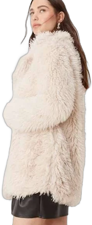 Glamorous fluffy faux fur boxy coat-Neutral